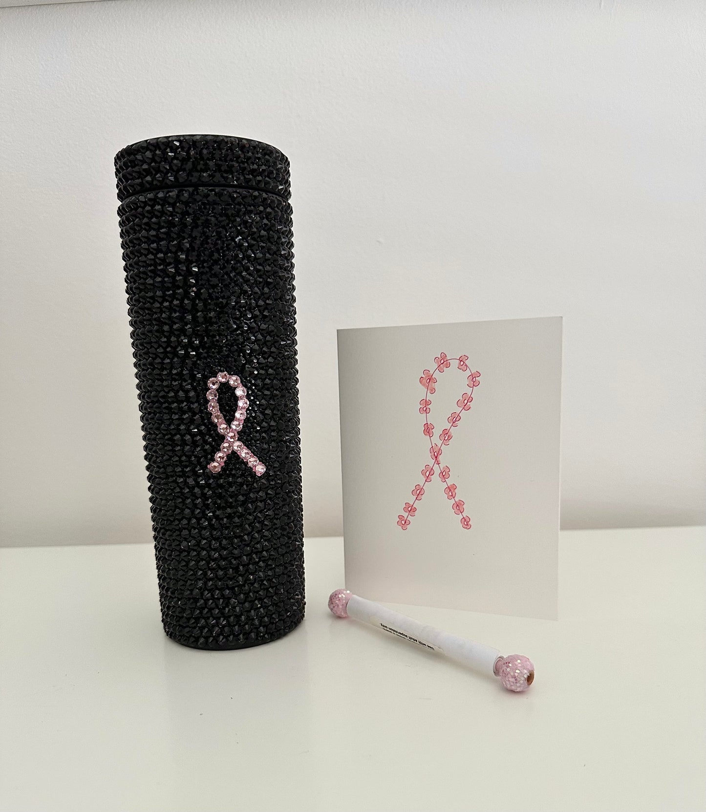 Black Pink Ribbon Tumbler